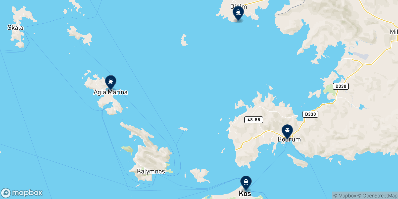 Carte des destinations Exas Shipping Service