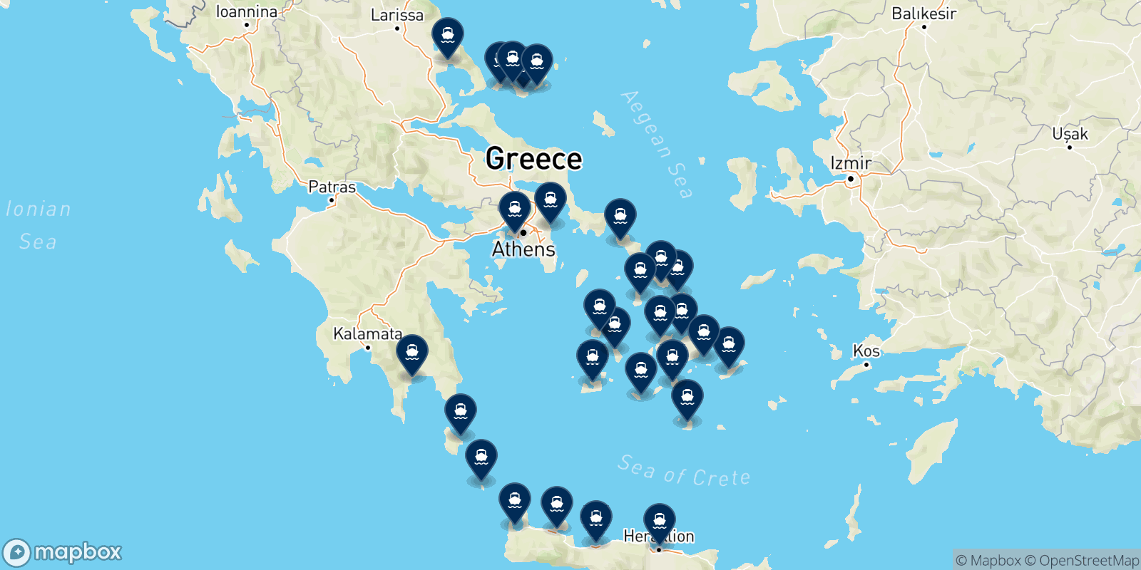 Carte des destinations Seajets