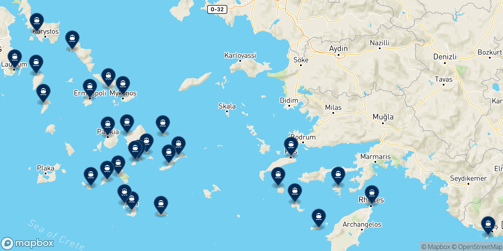 Carte des destinations Saos Ferries