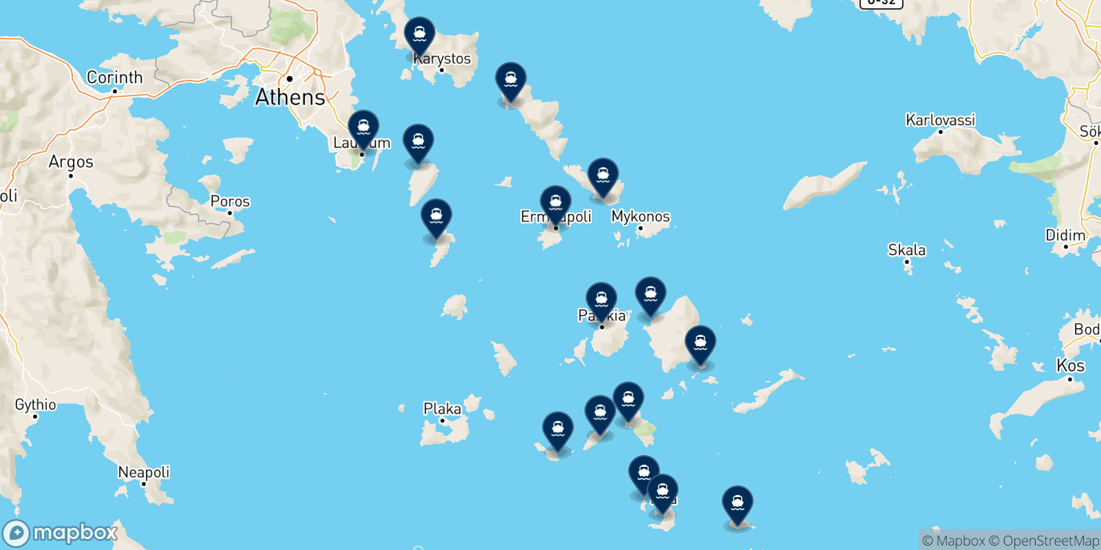 Carte des destinations Saos Ferries