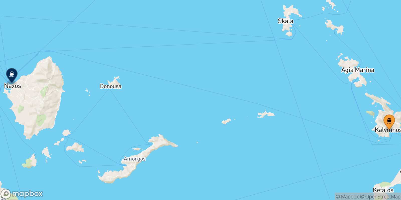 Carte des traverséesKalymnos Naxos