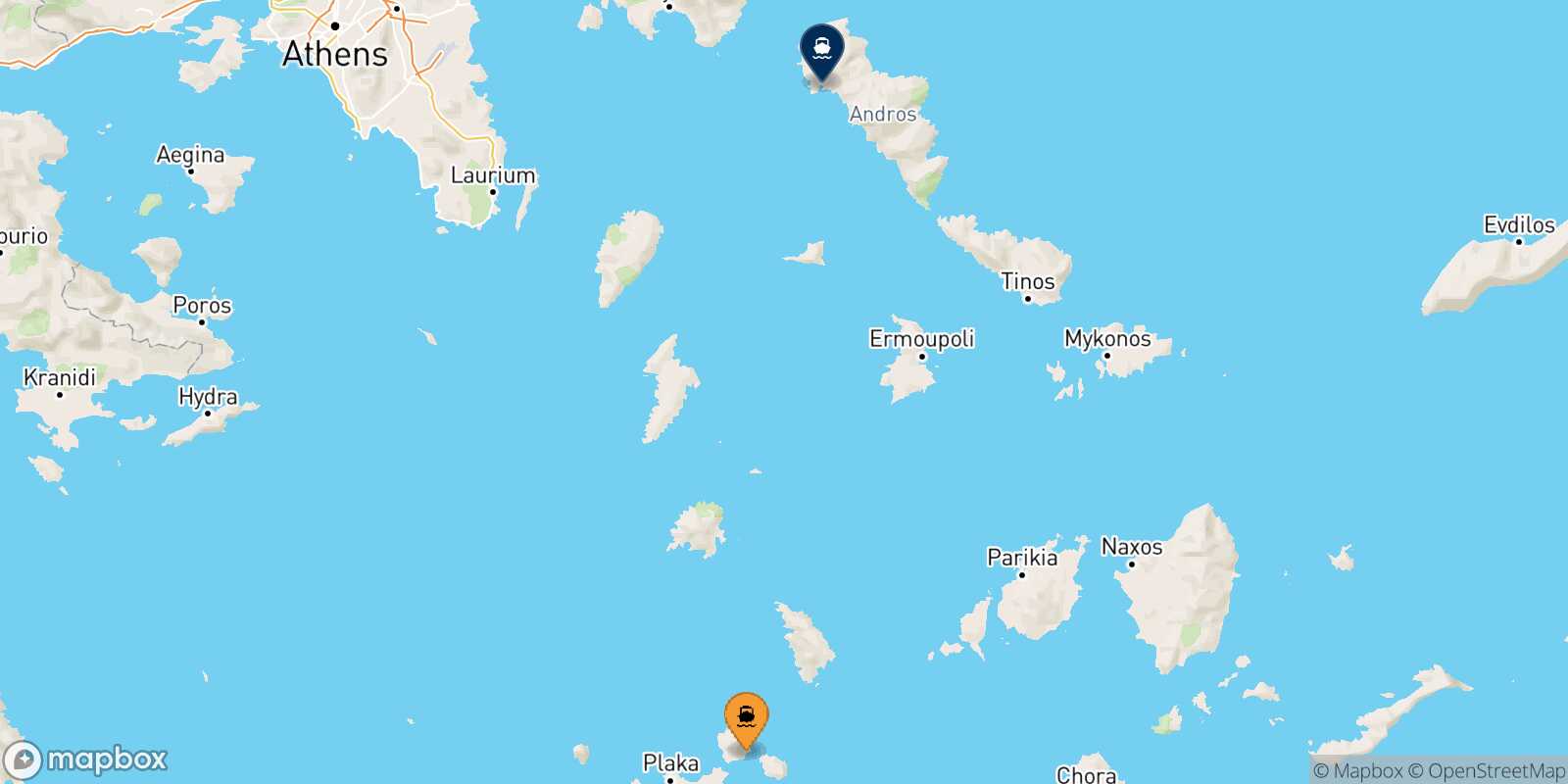 Carte des traverséesKimolos Andros