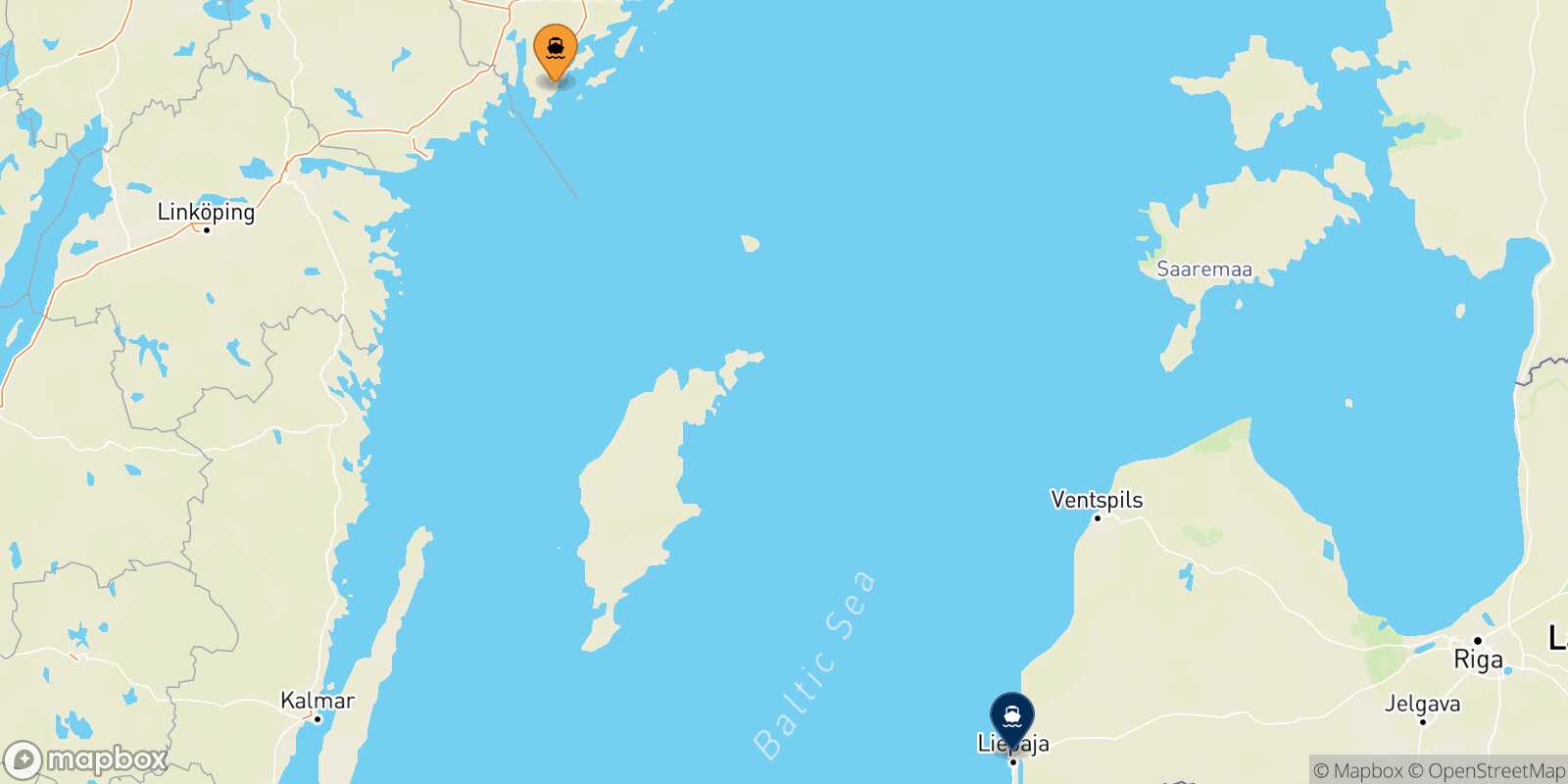 Carte des traverséesNynashämn Liepaja
