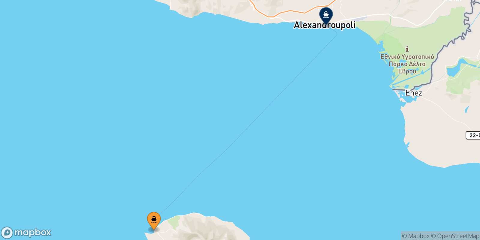 Carte des traverséesSamotharce Alexandroupoli
