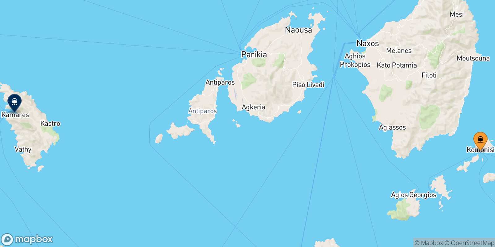 Carte des traverséesKoufonissi Sifnos