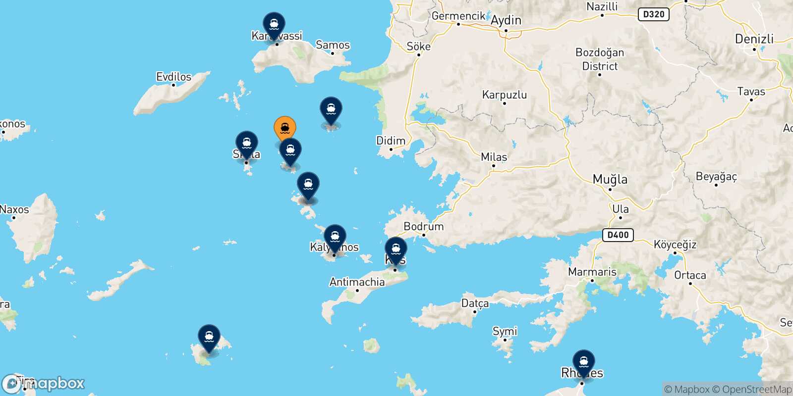 Carte des destinations de Arkyi