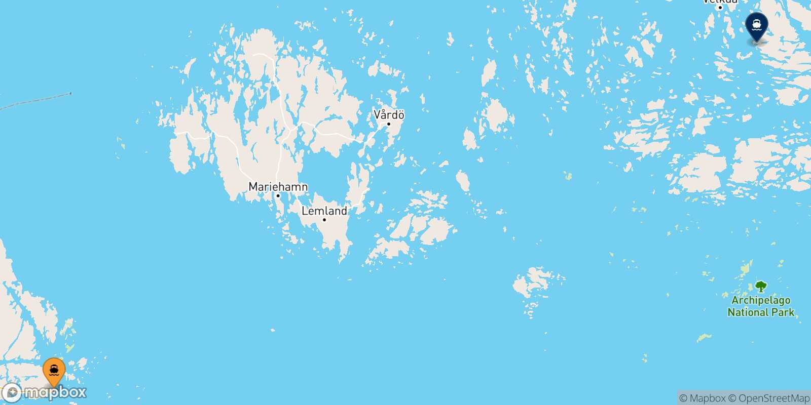 Carte des traverséesKapellskär Naantali