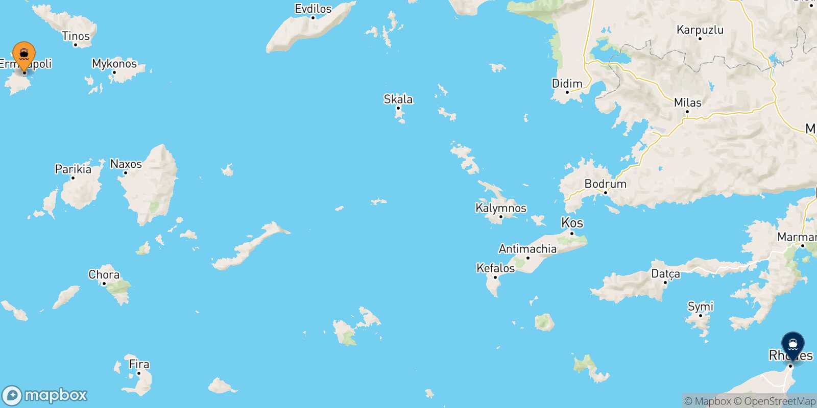 Carte des traverséesSyros Rhodes