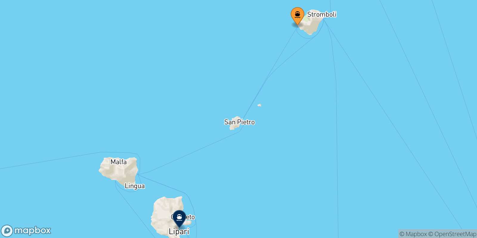 Carte des traverséesGinostra (Stromboli) Lipari