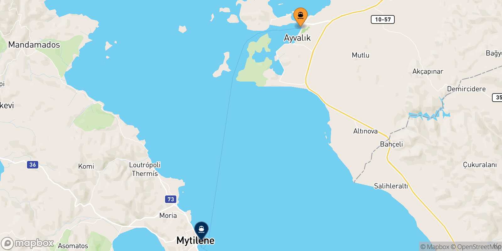 Carte des ports  Mytilene (Lesvos)
