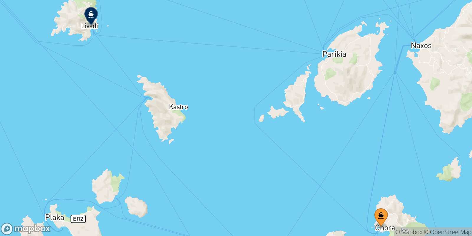 Carte des traverséesIos Sérifos