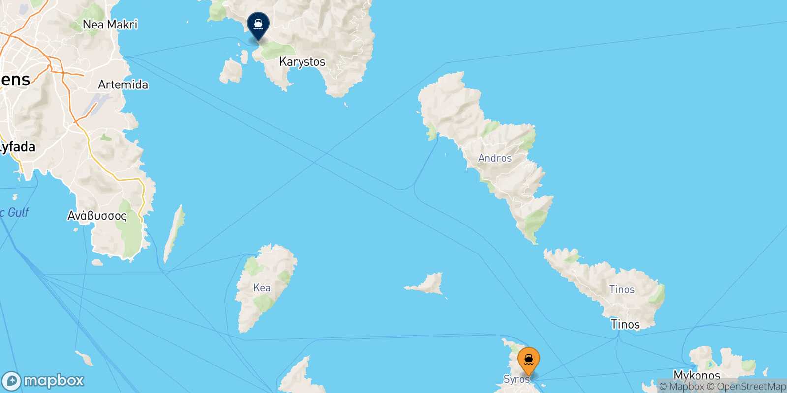 Carte des traverséesSyros Marmari