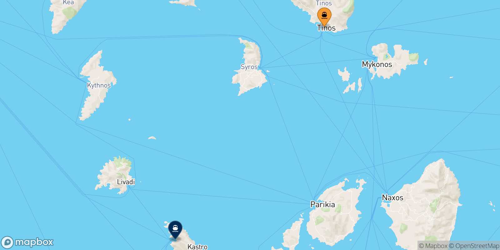 Carte des traverséesTinos Sifnos