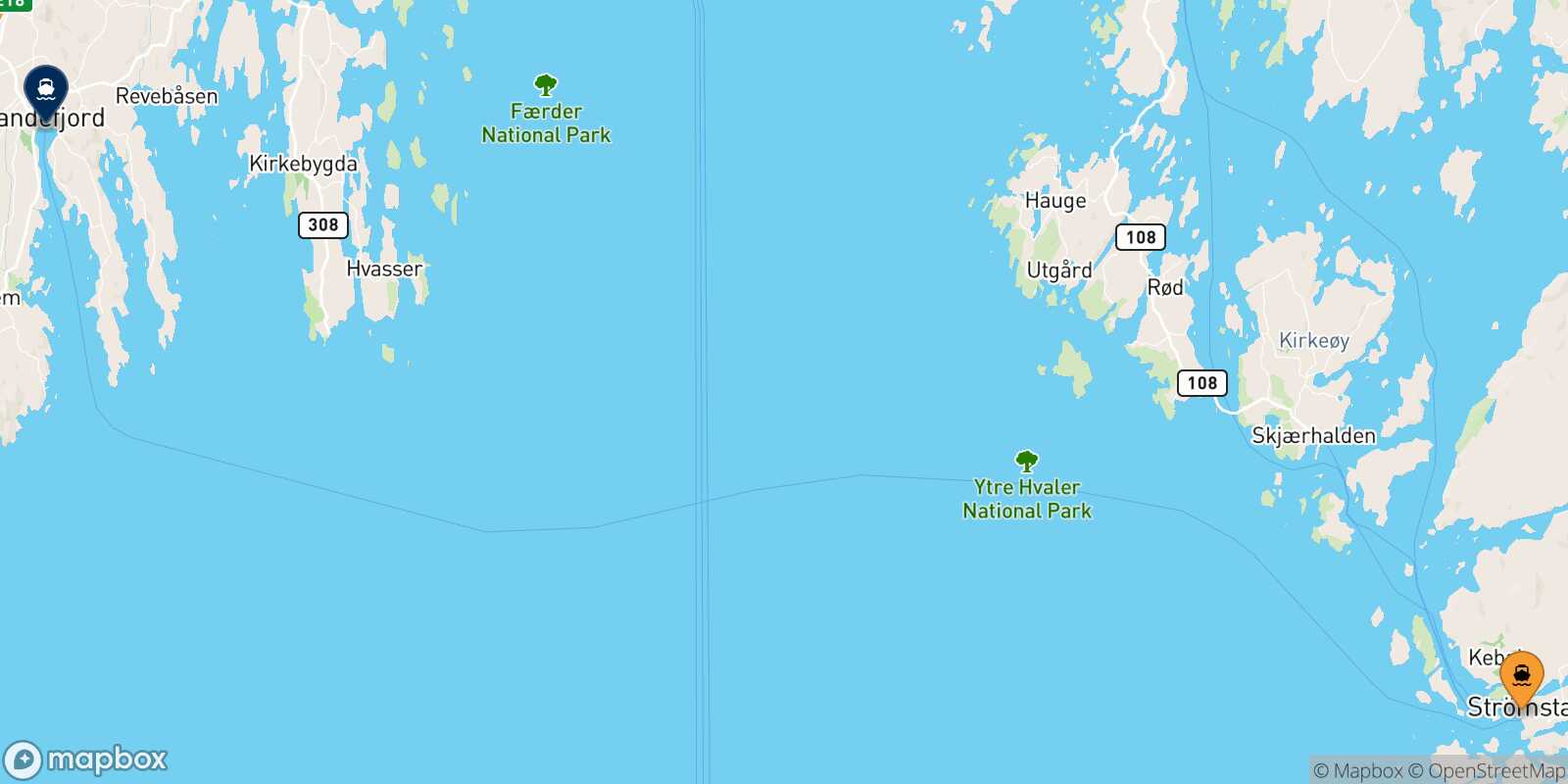 Carte des traverséesStrömstad Sandefjord