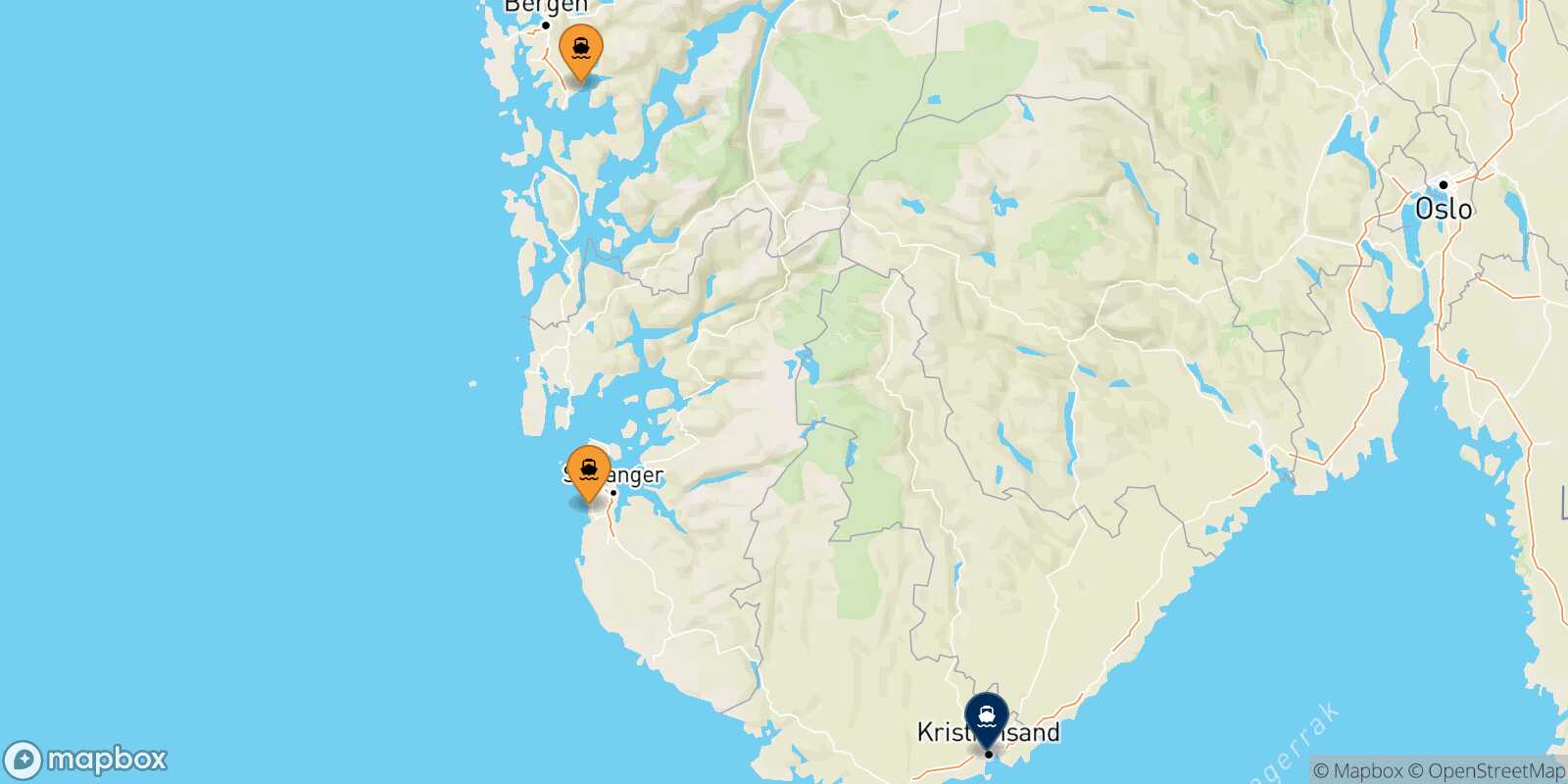 Carte des ports  Kristiansand