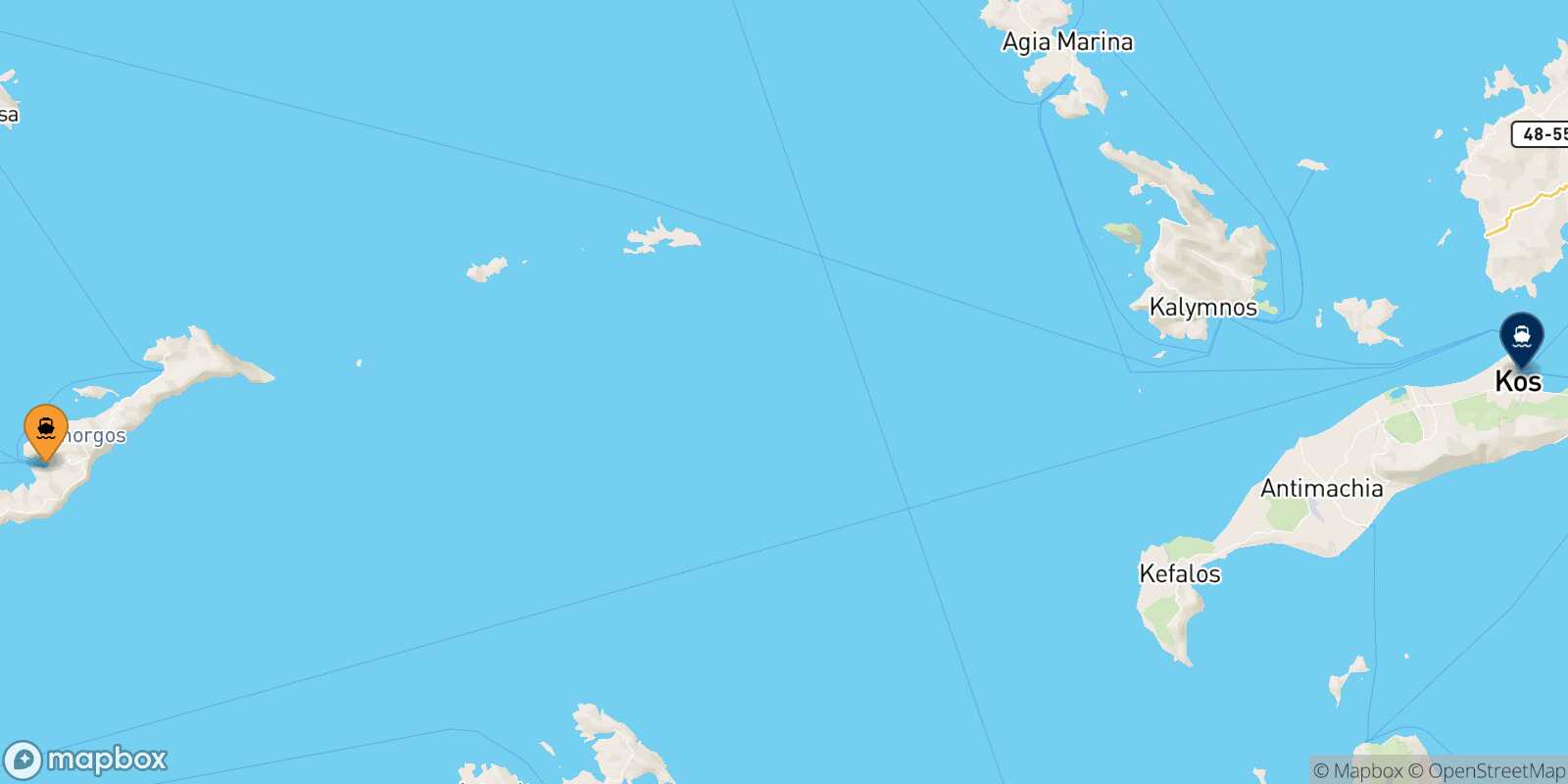 Carte des traverséesKatapola (Amorgos) Kos