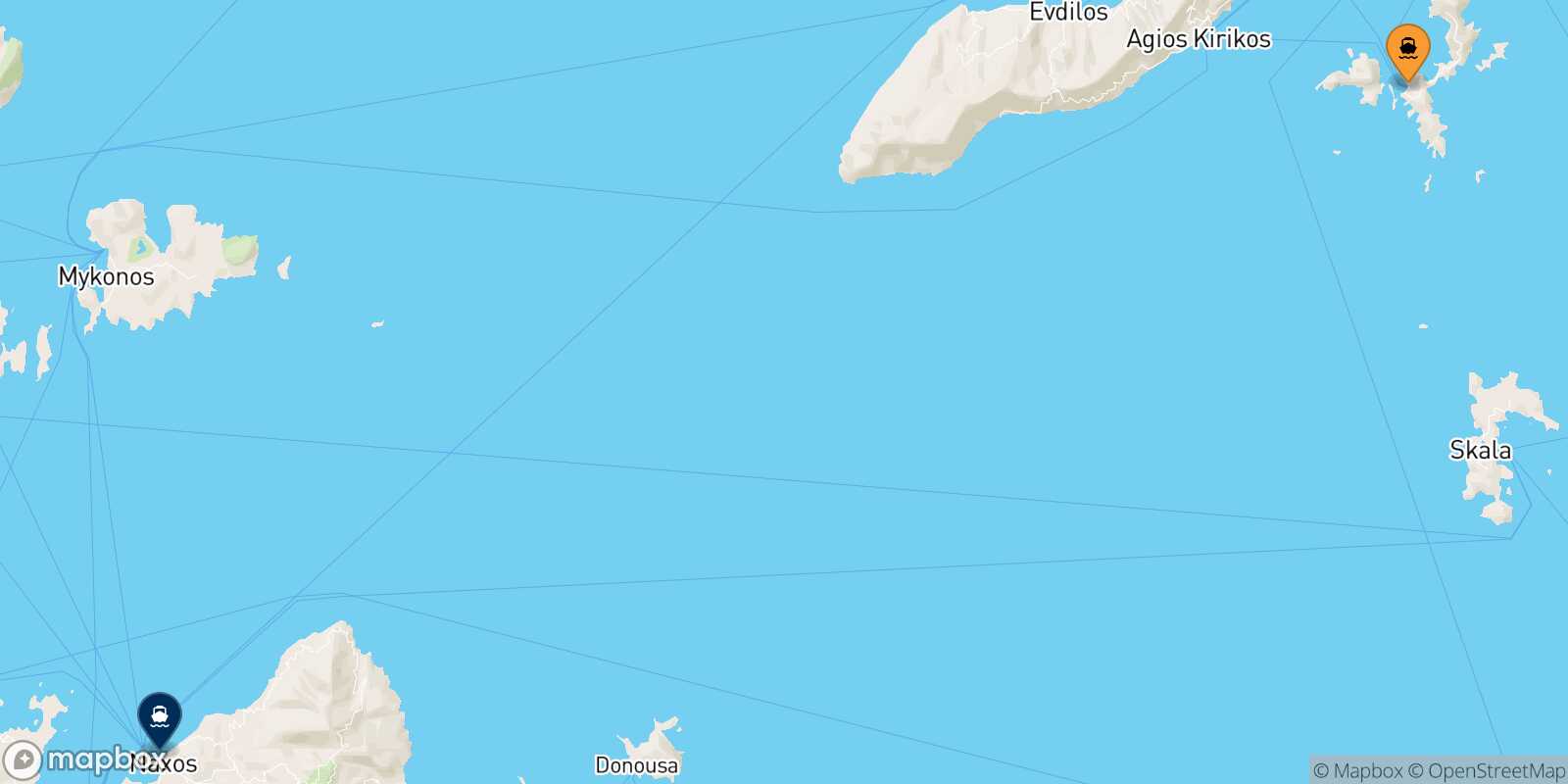 Carte des traverséesFourni Naxos