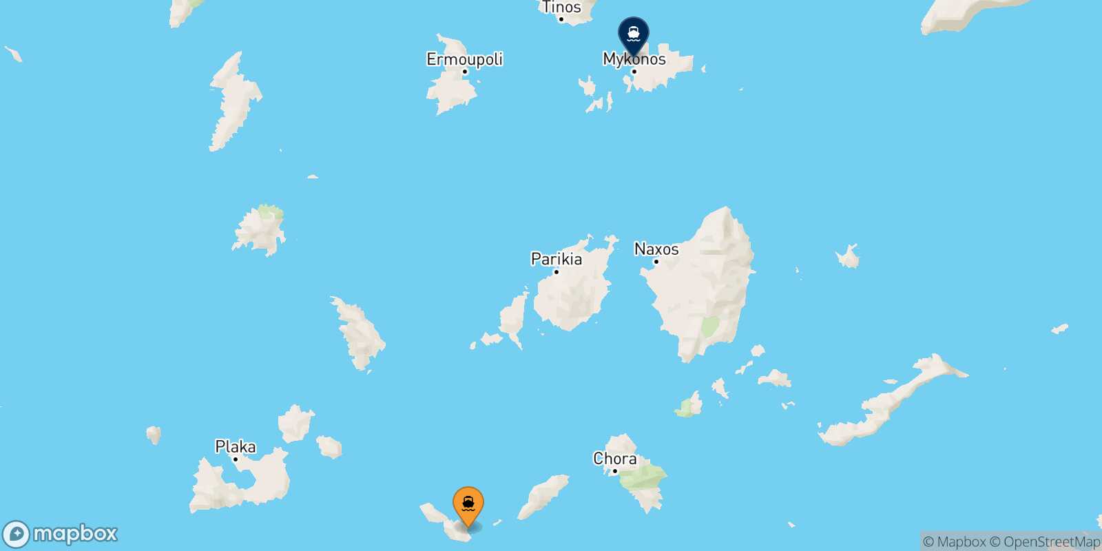 Carte des traverséesFolegandros Mykonos