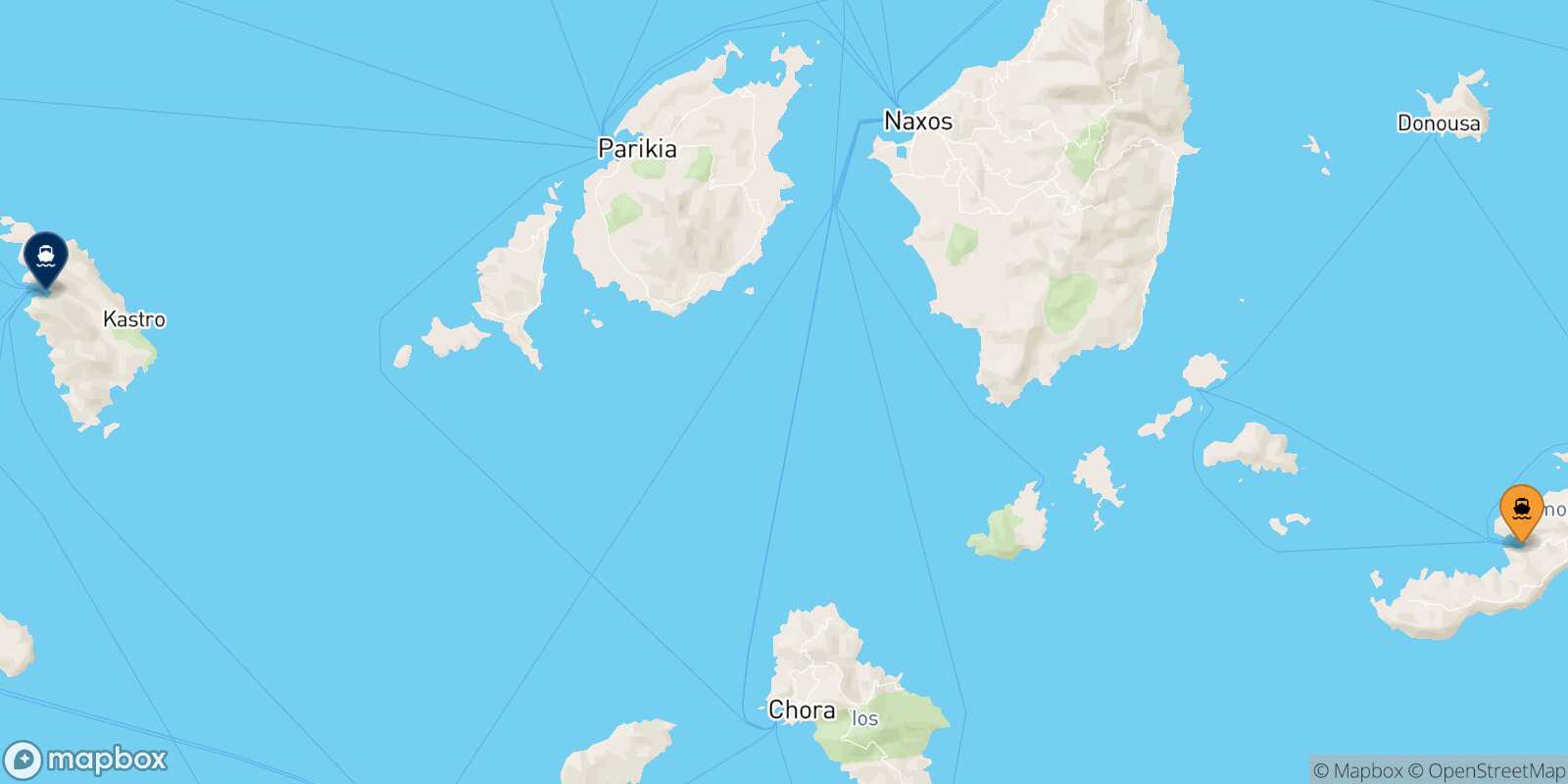 Carte des traverséesKatapola (Amorgos) Sifnos