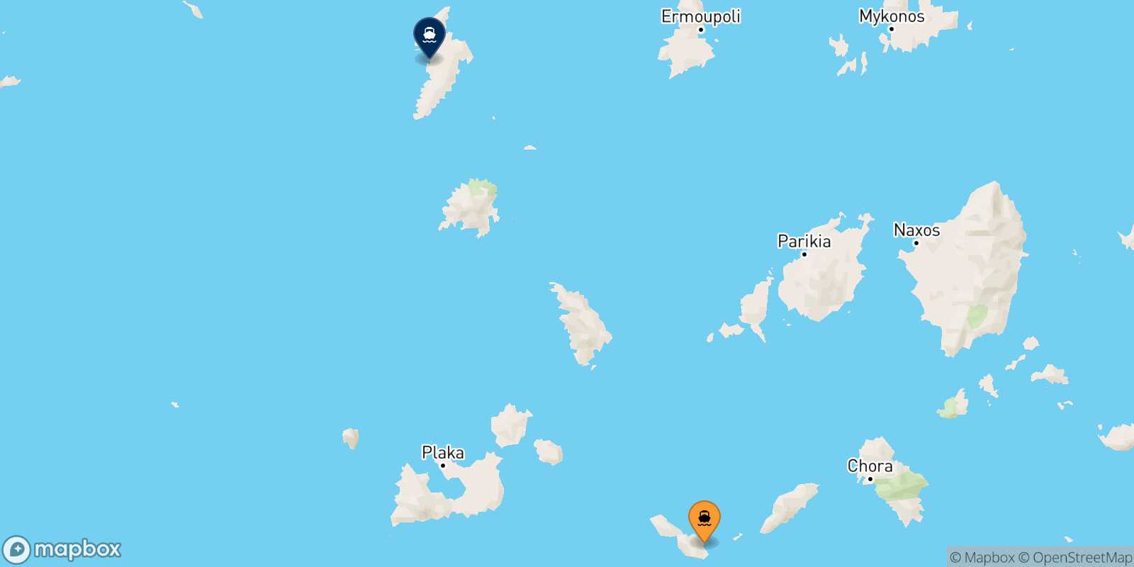 Carte des traverséesFolegandros Kythnos