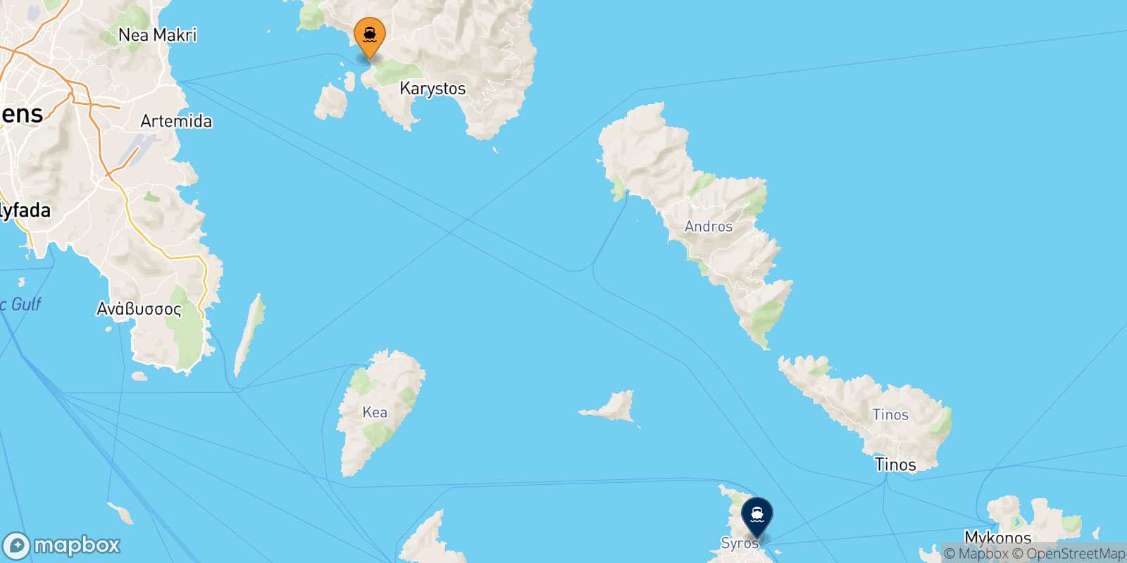 Carte des traverséesMarmari Syros
