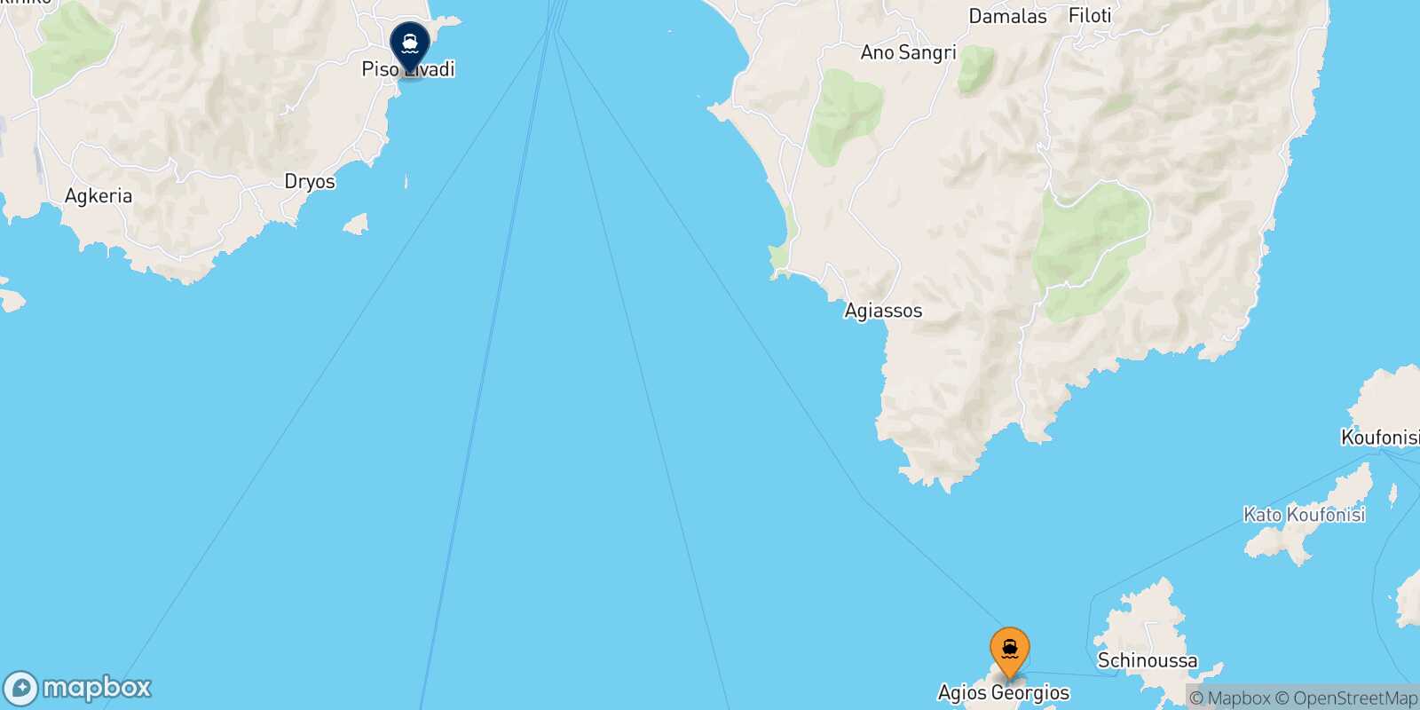 Carte des traverséesIraklia Piso Livadi (Paros)