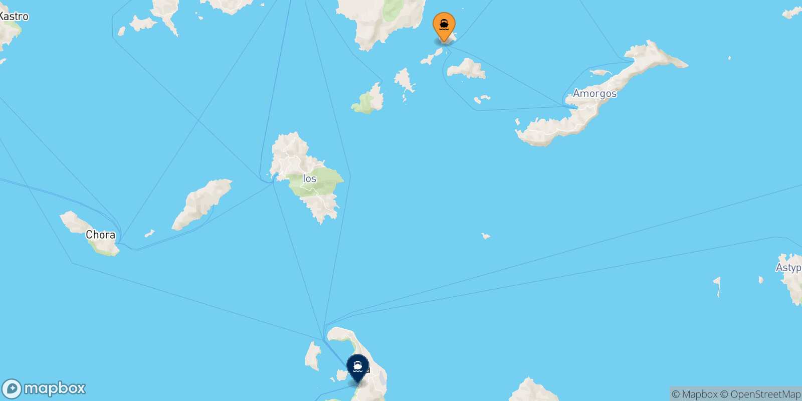 Carte des traverséesKoufonissi Thera (Santorin)