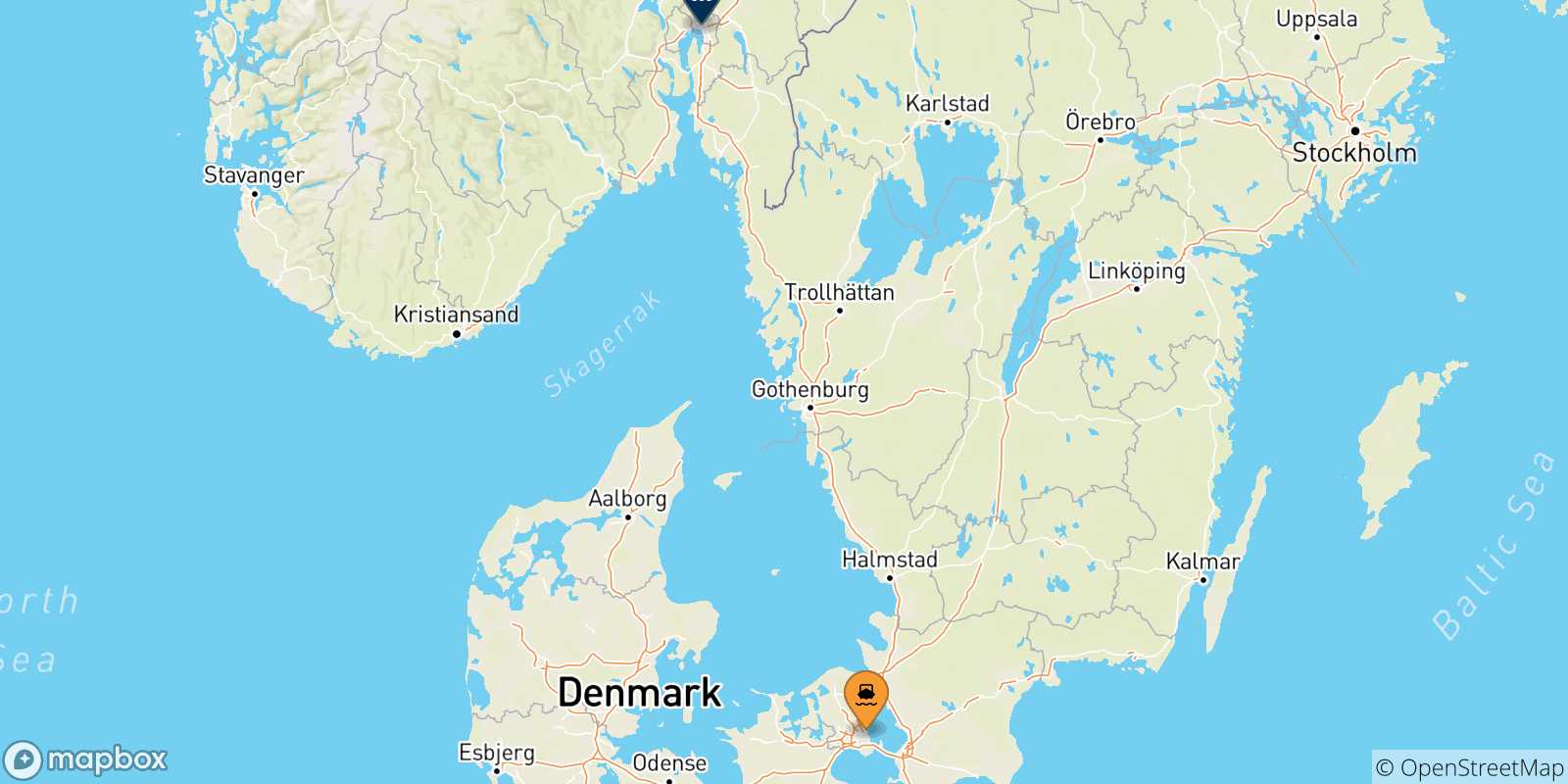 Carte des ports la Norvège