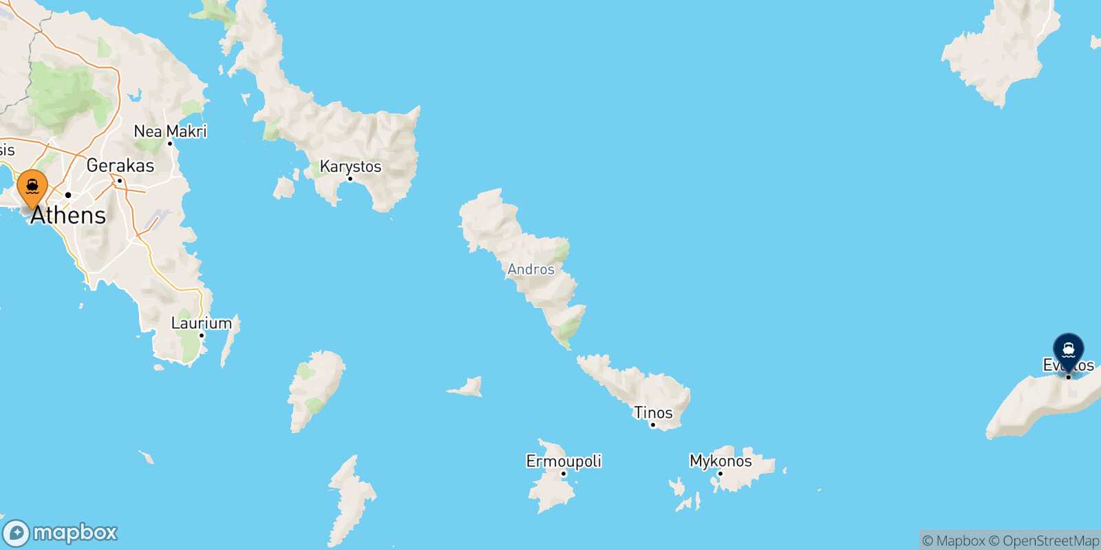 Carte des traverséesLe Piree Agios Kirikos (Ikaria)