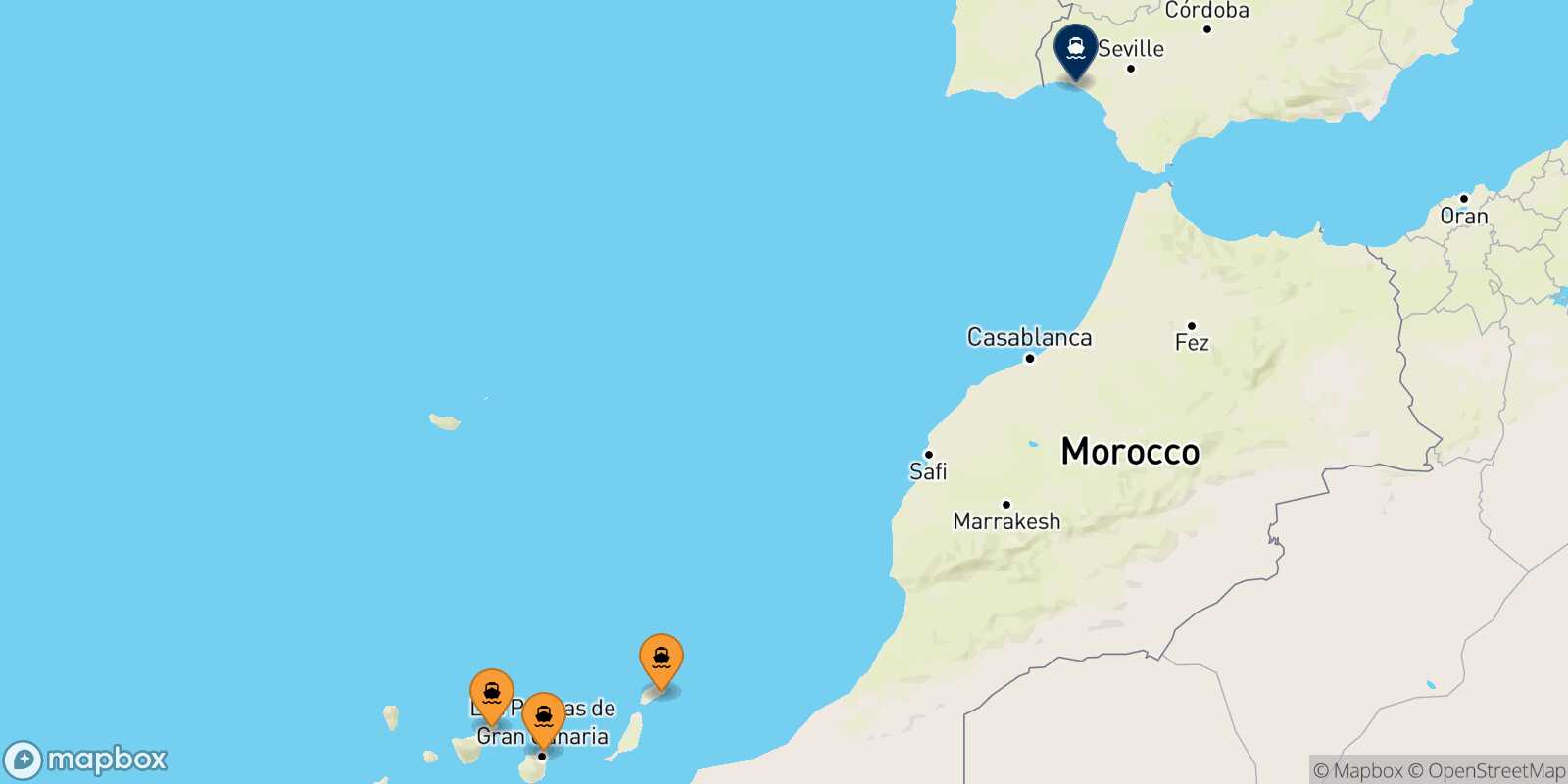 Carte des ports  Huelva