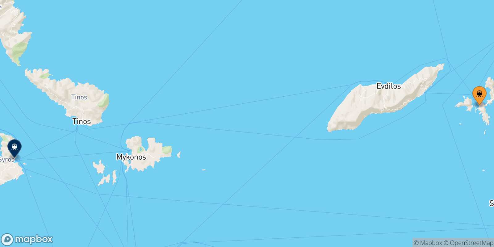 Carte des traverséesFourni Syros