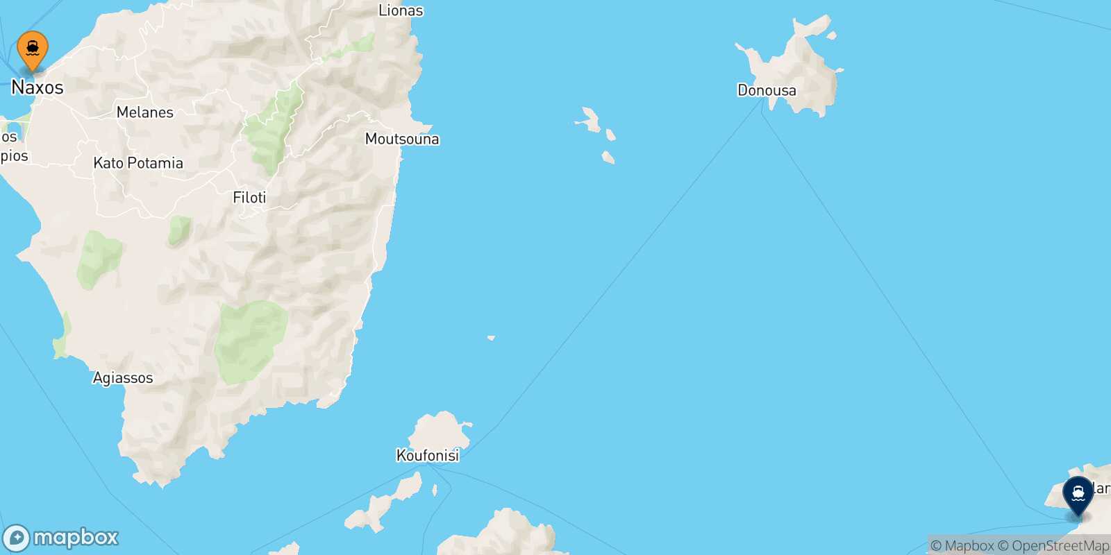 Carte des traverséesNaxos Aegiali (Amorgos)