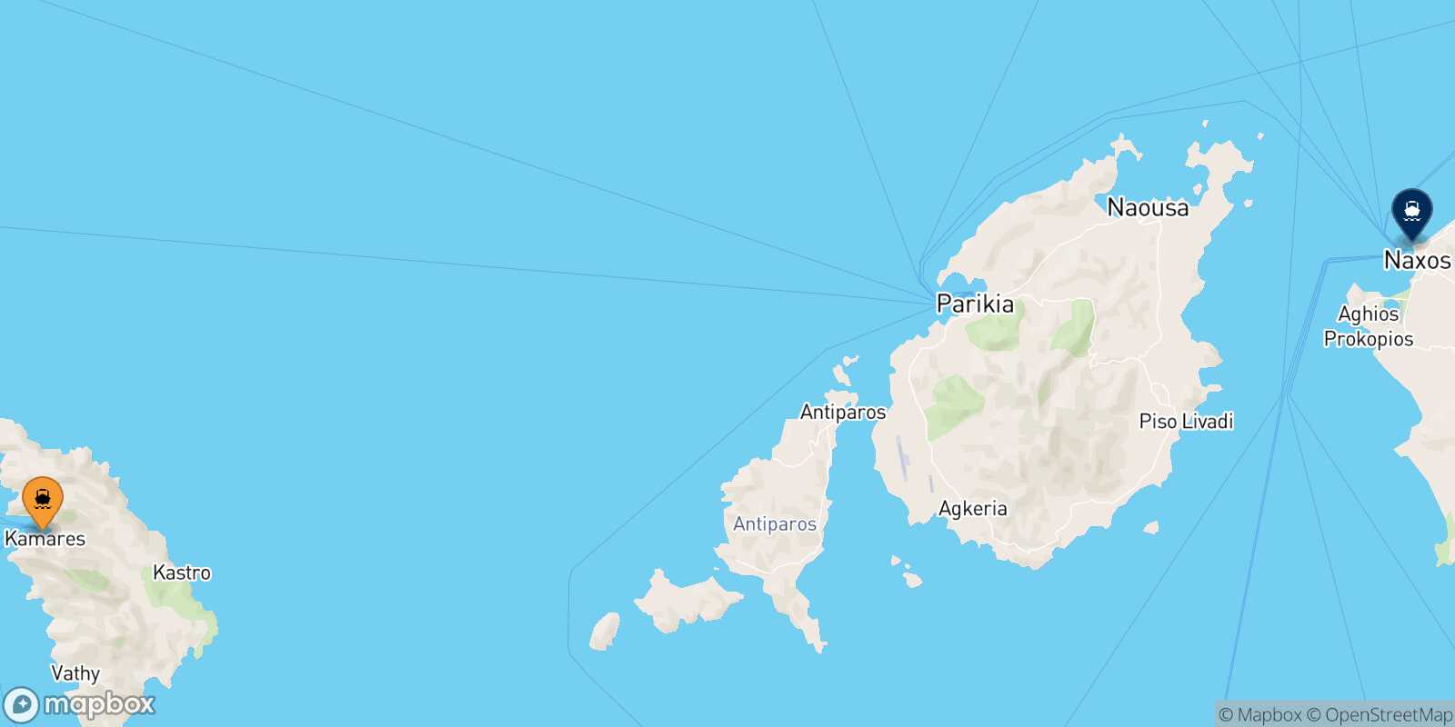 Carte des traverséesSifnos Naxos