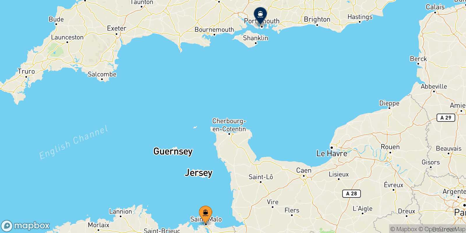 Carte des traverséesSaint-malo Portsmouth