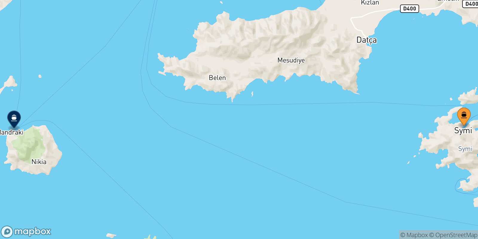Carte des traverséesSymi Nisyros