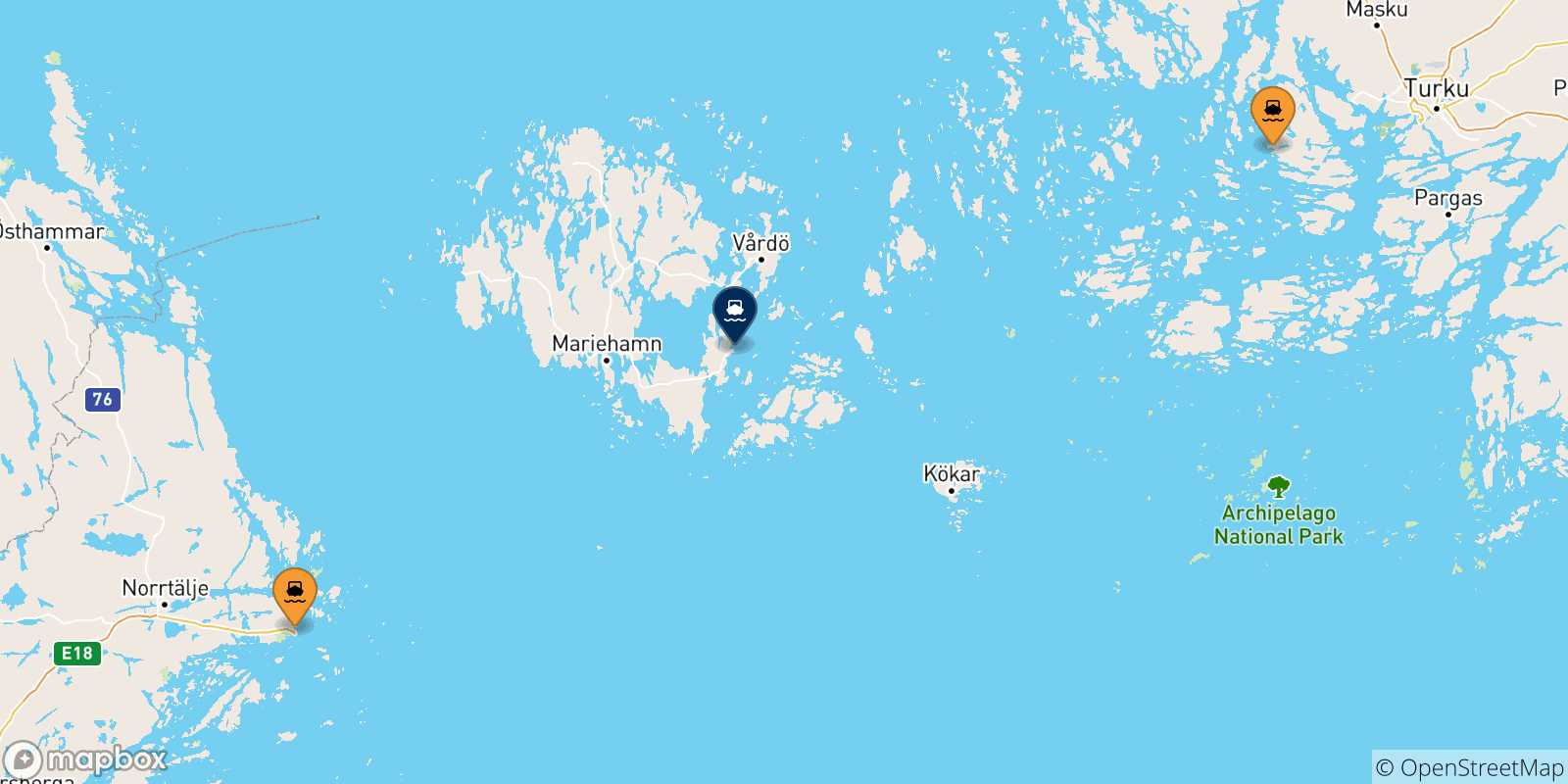 Carte des ports les Îles Aland