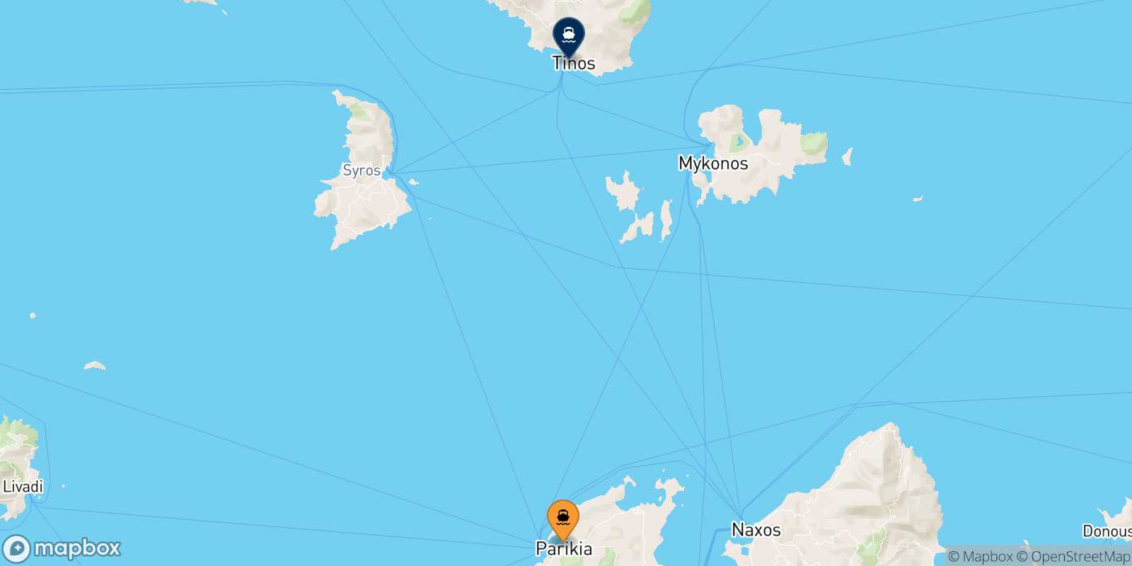 Carte des traverséesParos Tinos