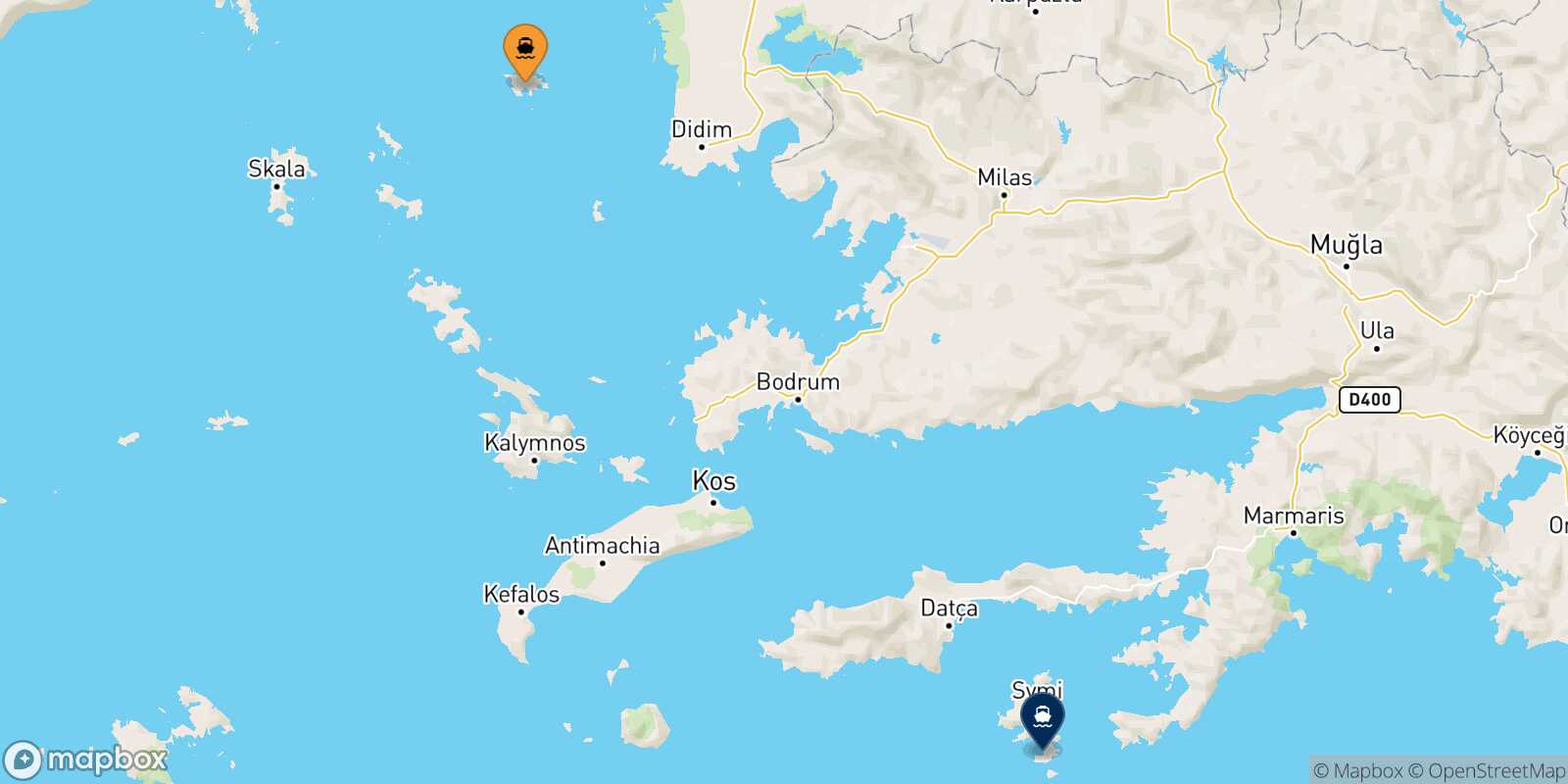 Carte des traverséesAgathonissi Panormitis (Symi)