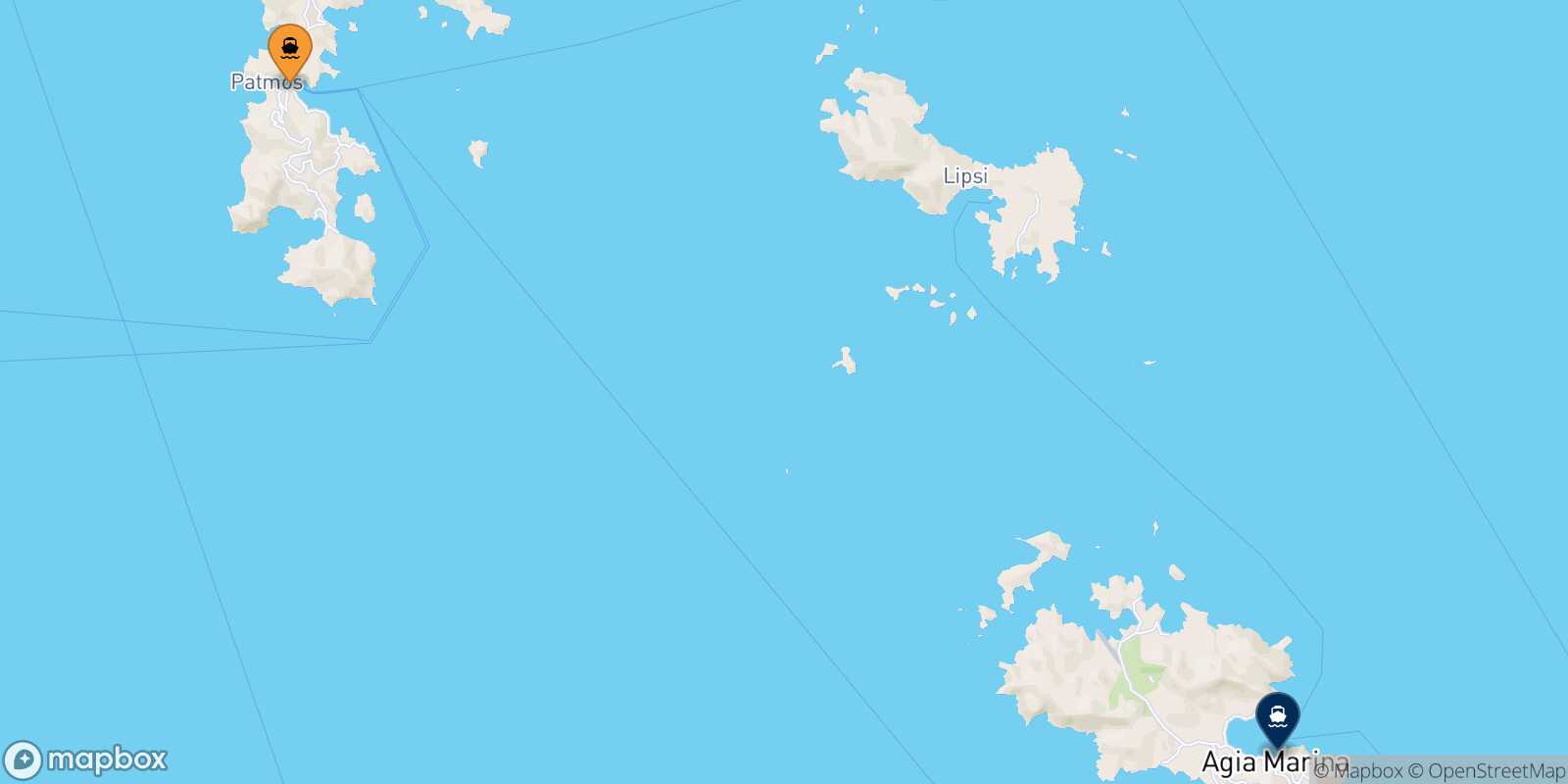Carte des traverséesPatmos Agia Marina (Leros)