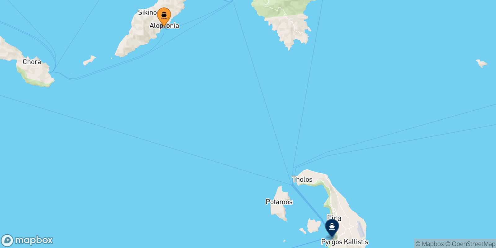 Carte des traverséesSikinos Thera (Santorin)