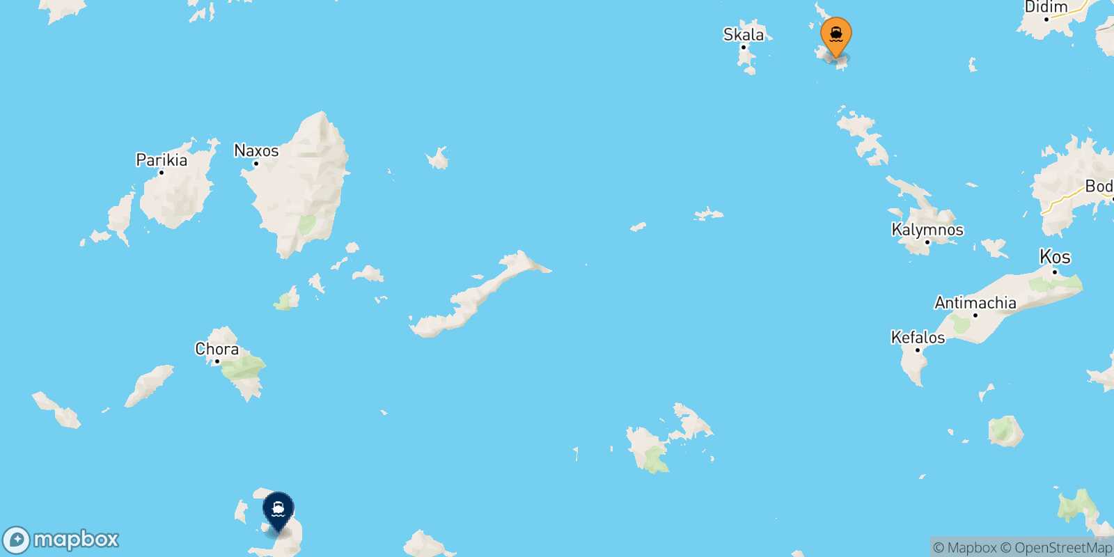 Carte des traverséesLipsi Thera (Santorin)