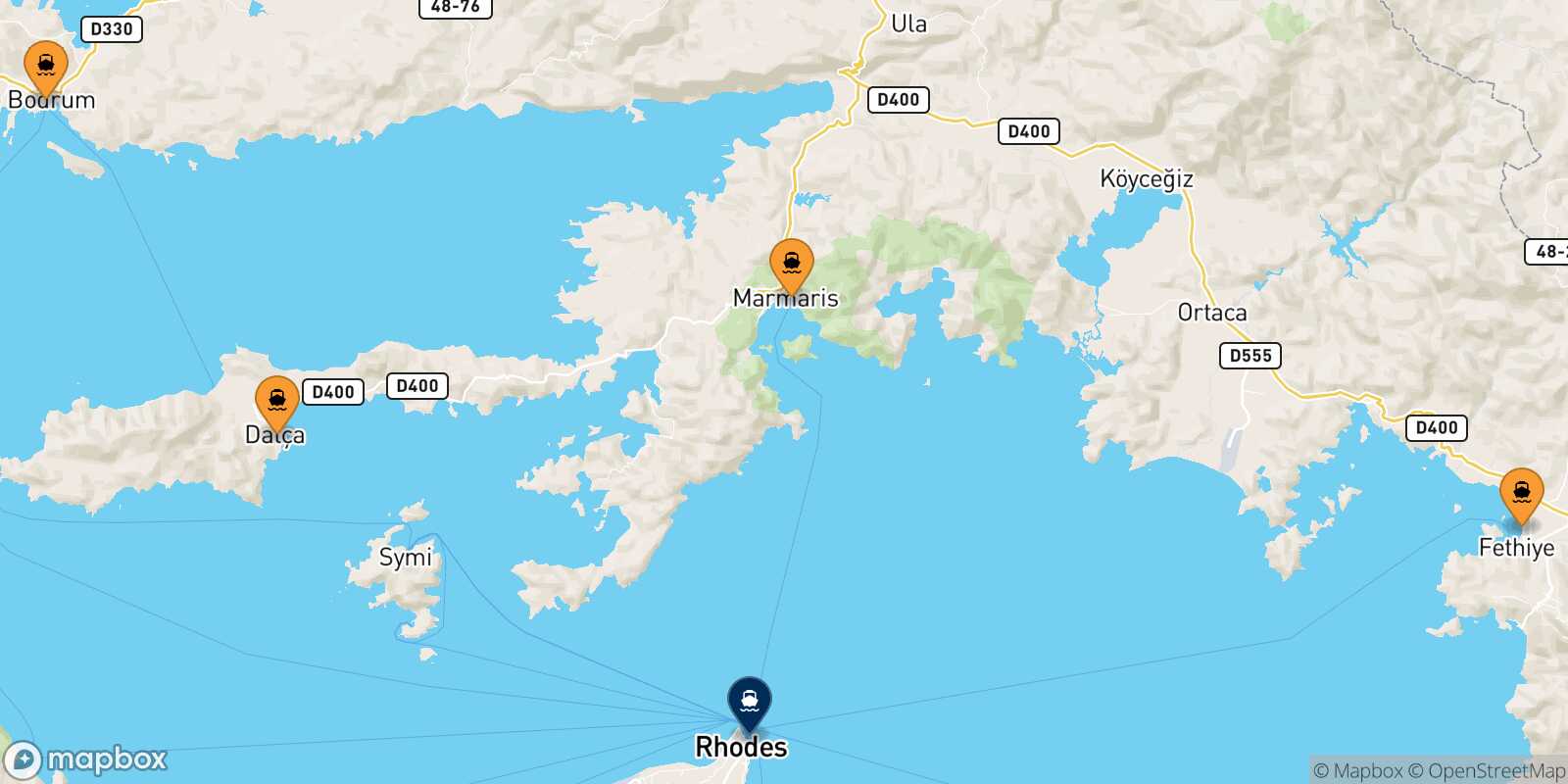 Carte des ports  Rhodes