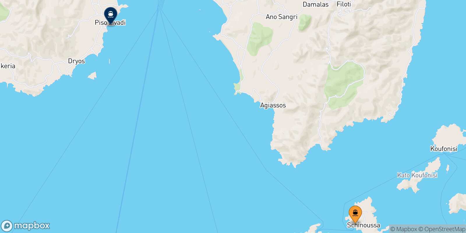 Carte des traverséesSchinoussa Piso Livadi (Paros)