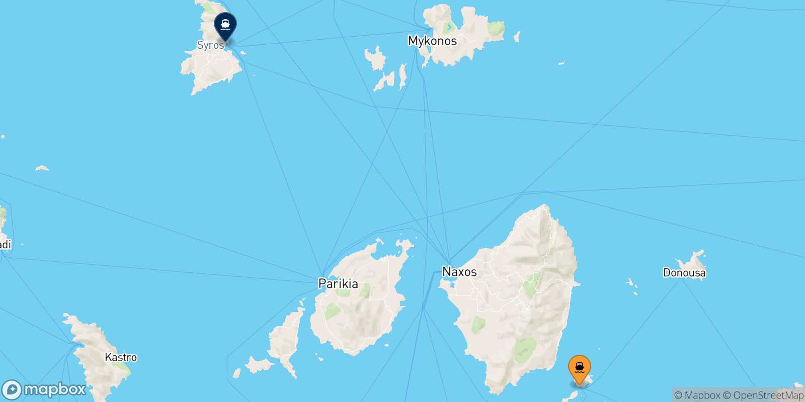 Carte des traverséesKoufonissi Syros