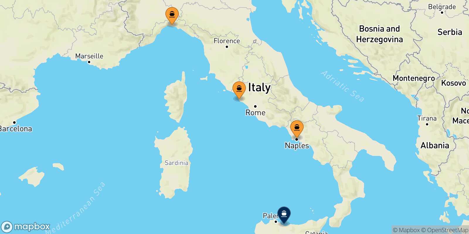 Carte des ports  Termini Imerese
