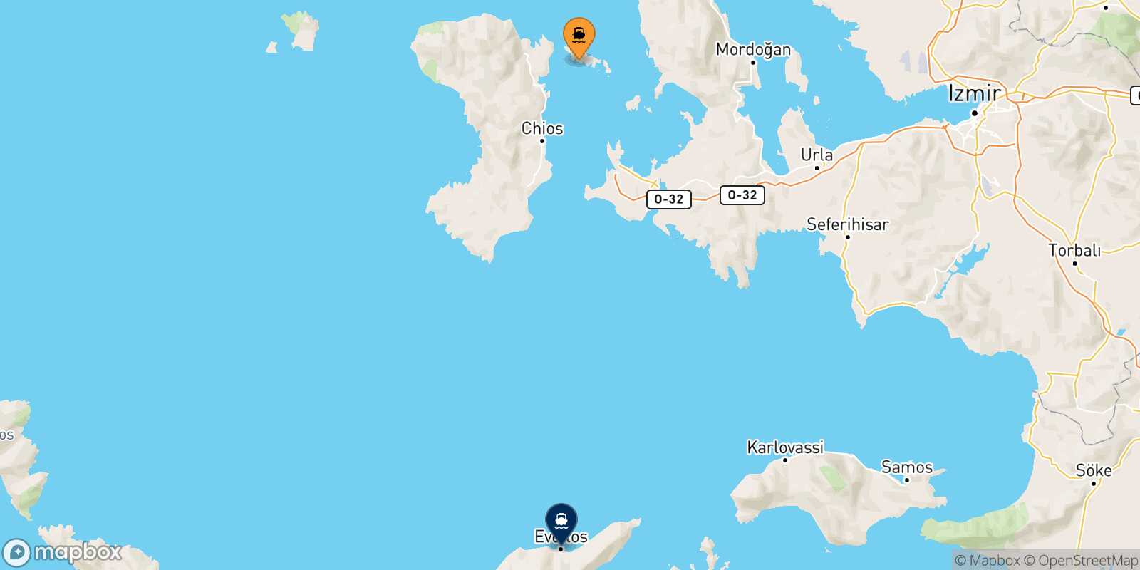 Carte des traverséesInousses Evdilos (Ikaria)