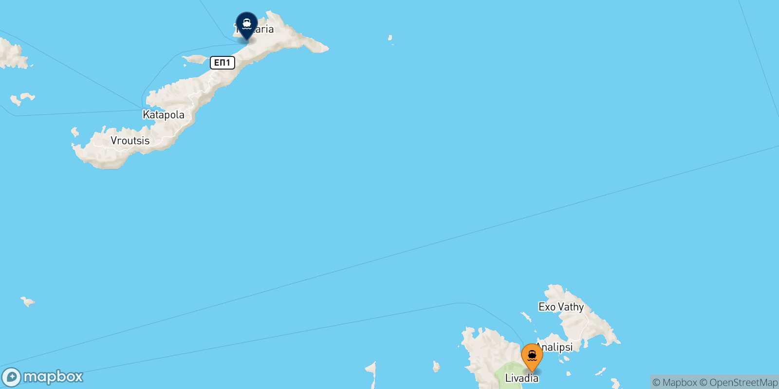 Carte des traverséesAstypalea Aegiali (Amorgos)
