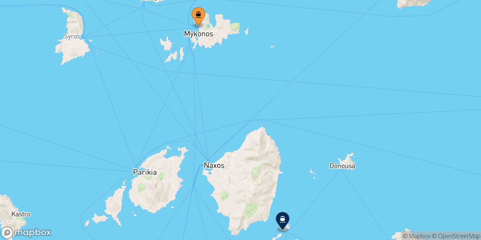 Carte des traverséesMykonos Koufonissi