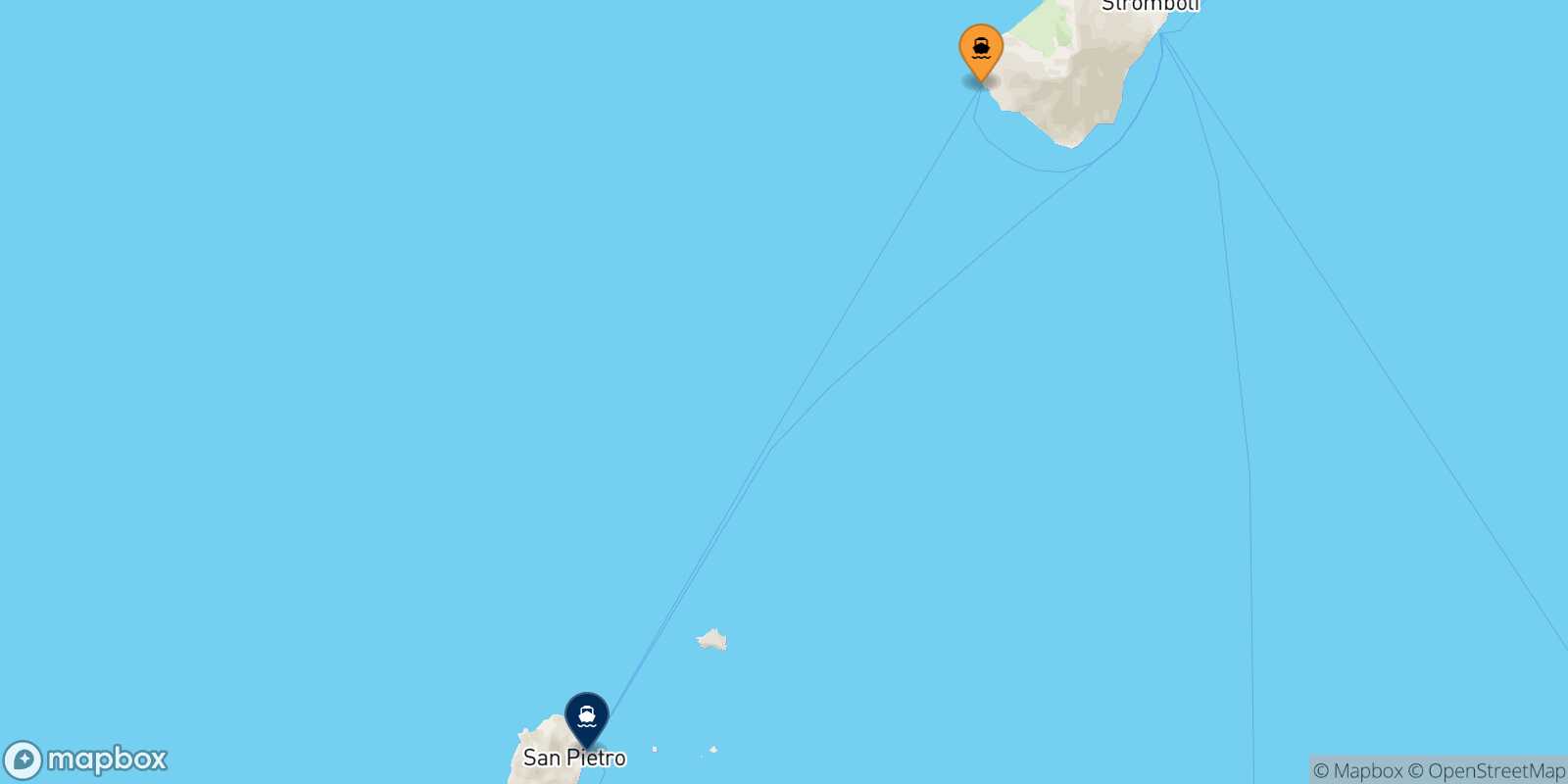 Carte des traverséesGinostra (Stromboli) Panarea