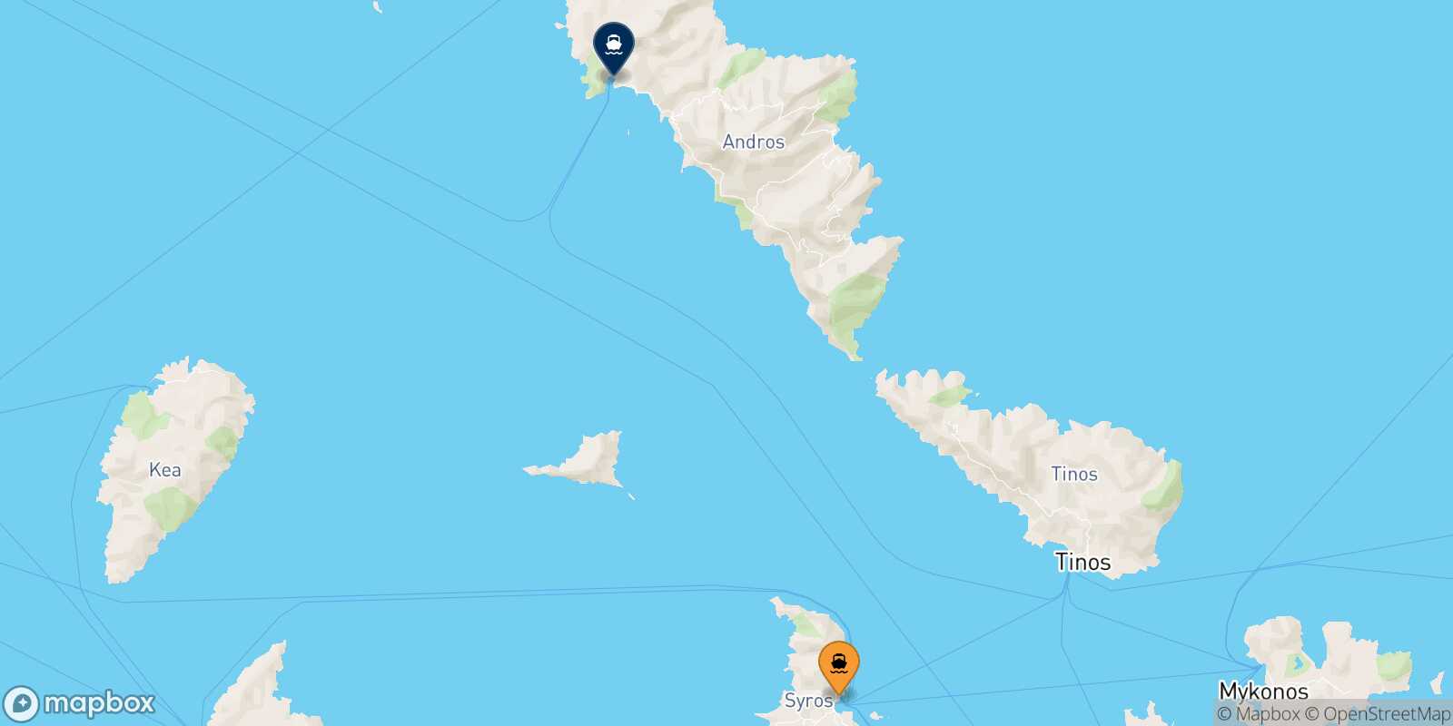 Carte des traverséesSyros Andros